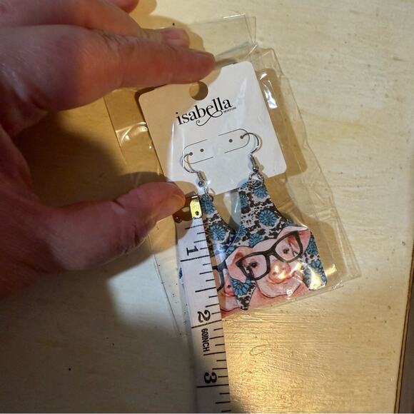 Isabella Pig in Glasses Earrings - Pink and Blue NWT - Picture 3 of 3